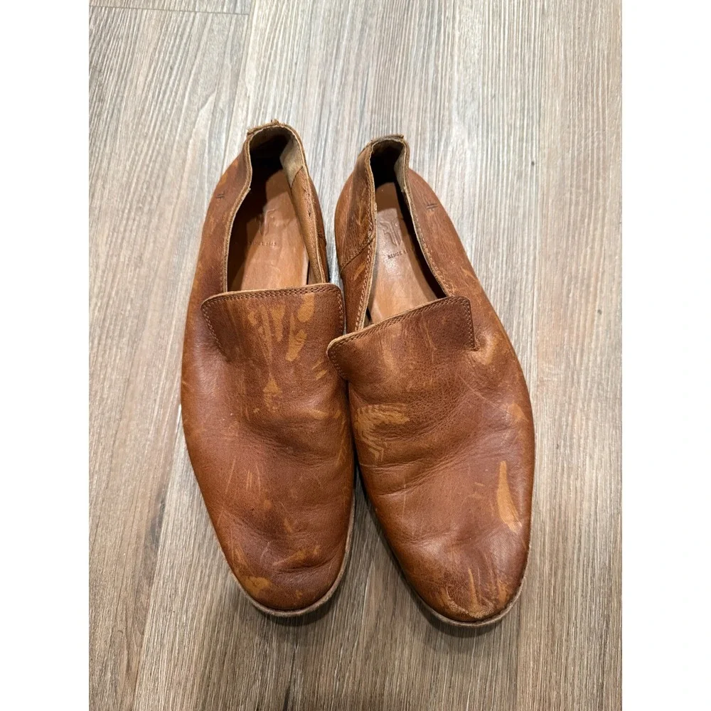 Frye Mens Chris Venetian Loafers Tan Leather Slip On Shoes 9D 3480346-TAN